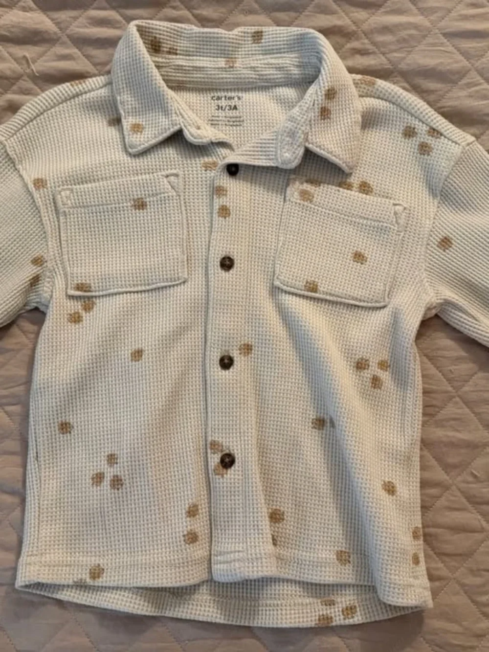 3T Carters Long Sleeve Waffle Button Down NWT